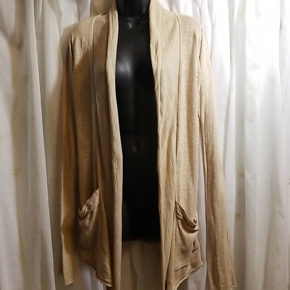 Unique Billabong Beige Open Front Kerchief Cardigan